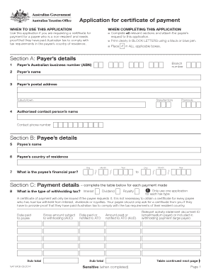 Australian Certificate of Payment Application