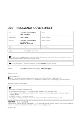 DEBT INSOLVENCY COVER SHEET - Home page Australian - ato gov