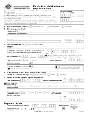 Fillable Online ato gov Family trust distribution tax payment advice ...
