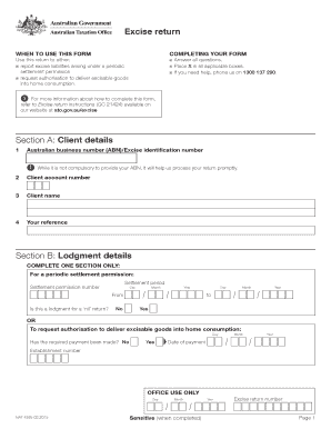 Australian Excise Return Form