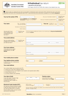 Australian Individual Tax Return 2014