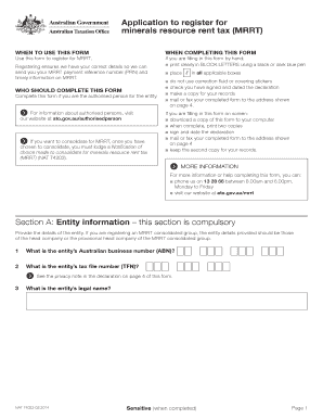 Minerals Resource Rent Tax Registration Form