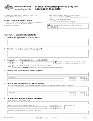 Product Stewardship for Oil Program Application