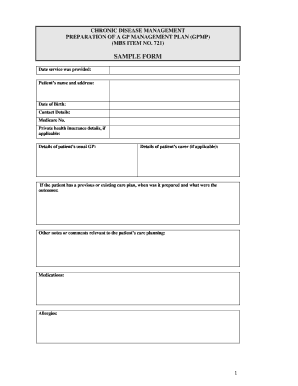 GP Management Plan Form