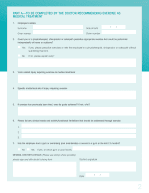 Claim for Exercise as Medical Treatment
