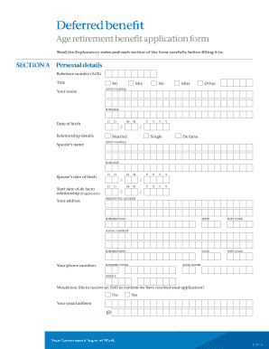 Deferred Benefit Age Retirement Application Form