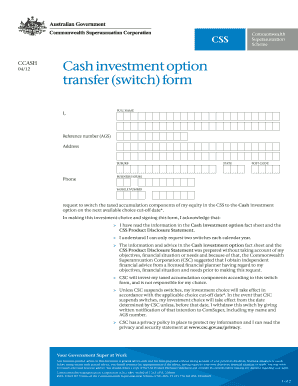 CSS Cash Investment Option Switch Form