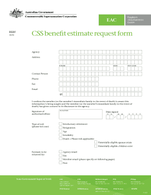CSS Benefit Estimate Request Form