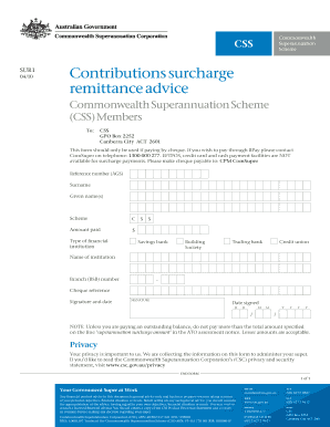 Commonwealth Superannuation Scheme Surcharge Remittance Advice
