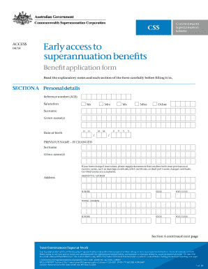 Early Access to Superannuation Benefits Application