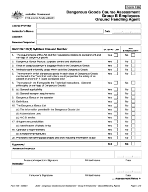 Dangerous Goods Course Assessment Form 136
