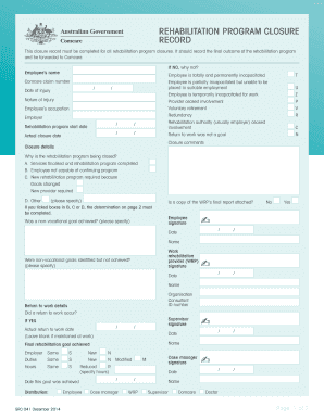 Rehabilitation Program Closure Record