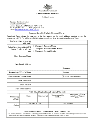 Account Details Update Request Form