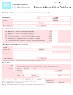 Payment Advice Medical Certificates