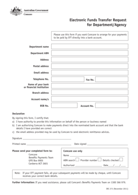Electronic Funds Transfer Request Form