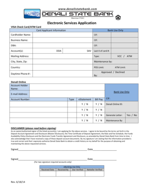 Denali State Bank Electronic Services Application
