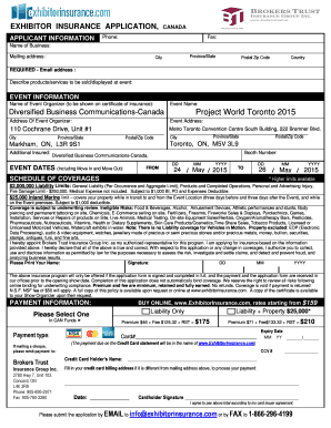 Exhibitor Insurance Application