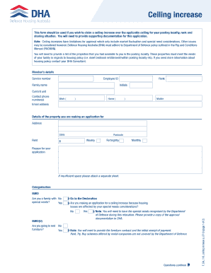 Ceiling Increase Application Form