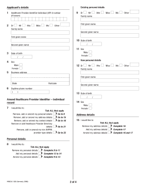 Healthcare Provider Identifier Individual Amendment Form