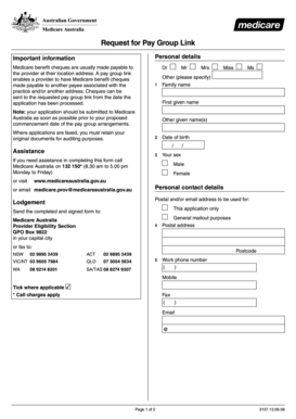 Medicare Pay Group Link Request Form