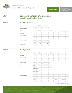 Spouse & Children of a Pensioner Benefit Application Form