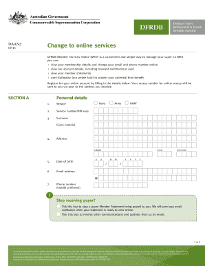DFRDB Member Services Online Registration Form