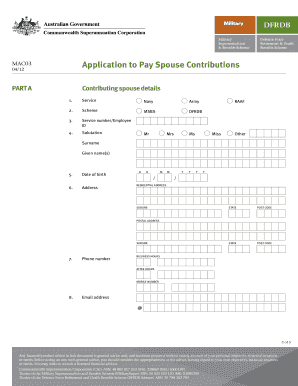 MAC03 Application to Pay Spouse Contributions