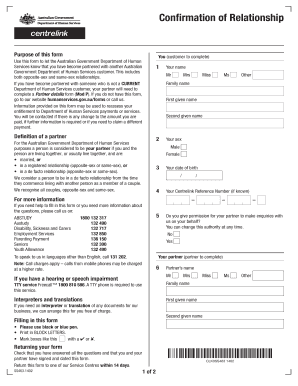 Confirmation of Relationship Form