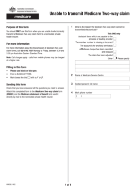 Medicare Two-way Claim Transmission Issue Form