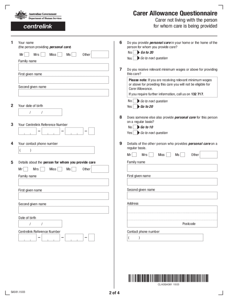 sa381 form Preview on Page 1