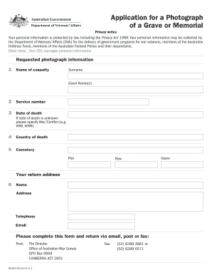 Application for a Photograph of a Grave or Memorial