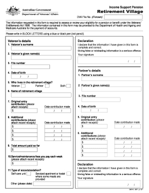 Veteran's Retirement Village Pension Form