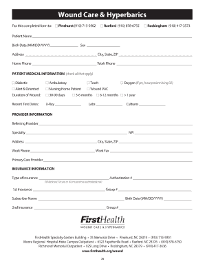 Wound Care and Hyperbarics Patient Information Form