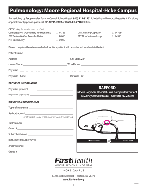 Pulmonary Function Test Referral Form