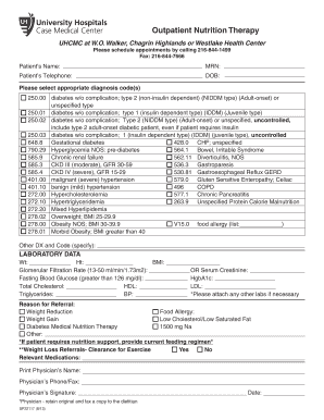 Outpatient Nutrition Therapy Referral Form