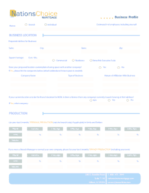 Mortgage Branch Application Form
