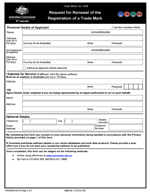 Trade Mark Renewal Request Form