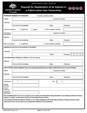 Request for Registration of an Interest in a Patent