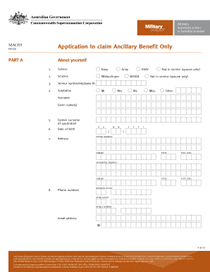 Application to Claim Ancillary Benefit Only