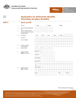 Australian Defence Force Retirement Benefits Application