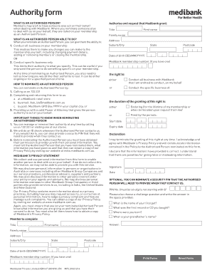 Medibank Authorised Person Form