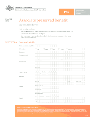 Associate Preserved Benefit Application Form