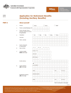 Australian Defence Force Retirement Benefits Application