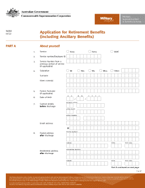 Australian Defence Force Retirement Benefits Application
