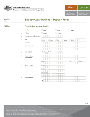 Spouse Contributions Deposit Form