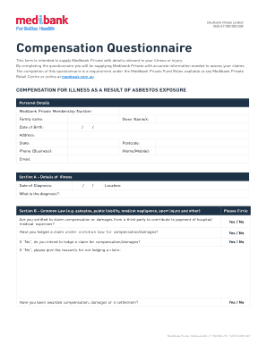 Medibank Compensation Questionnaire