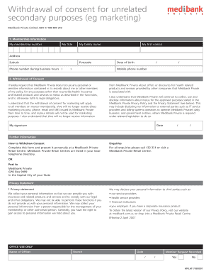 Medibank Private Consent Withdrawal Form