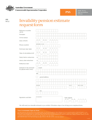 Invalidity Pension Estimate Request Form