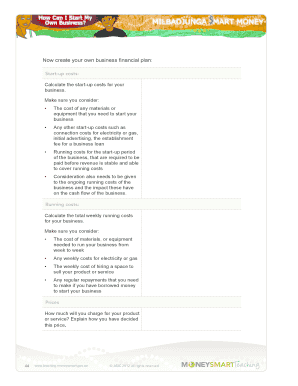 Business Financial Plan Worksheet