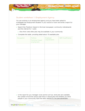 Employment Agency Worksheet